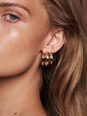 Lili Claspe Gold Triple-Loop Hoop Earrings - Women Jewelry